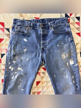 Levi's 501 Original Straight Leg Jeans — Authentic Paint Splatter, W33 L34